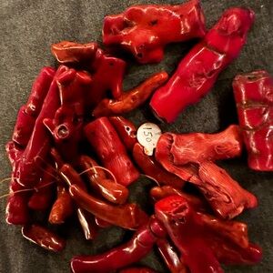Red coral stone for crafts of jewelry